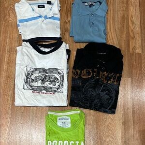 Ecko Unlimited White and Blue Polo Shirt